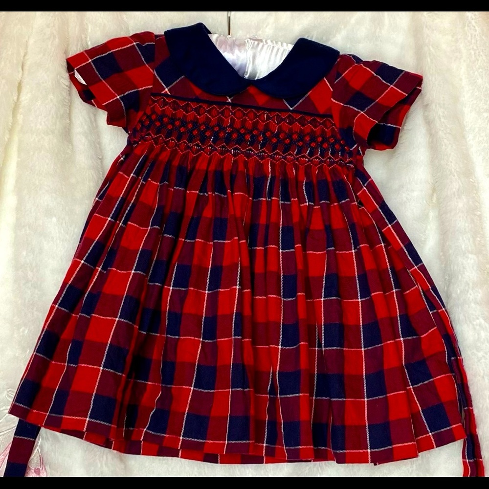 Edgehill Dress - Size 3 mths - Red/Navy
